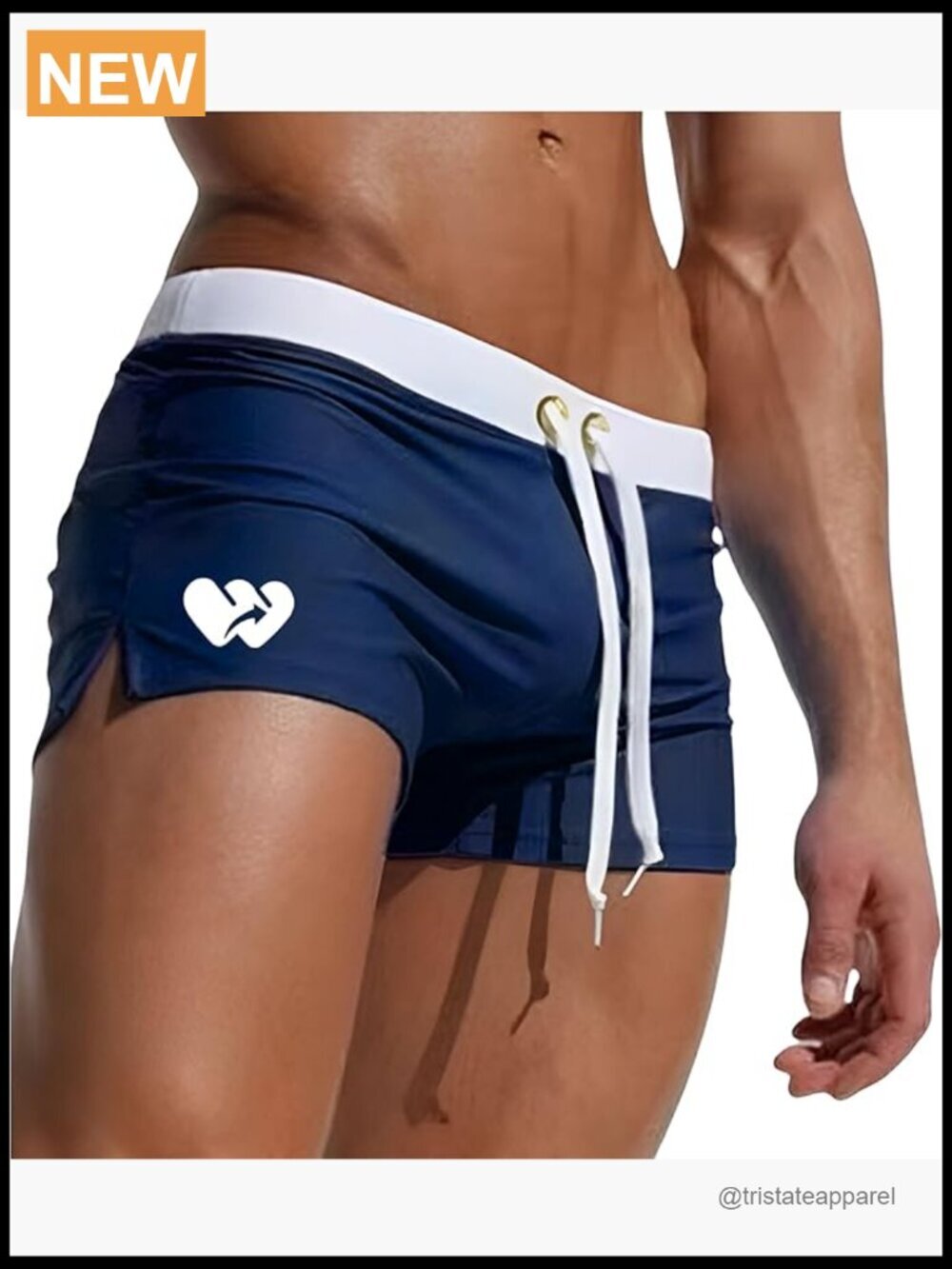 Men's Square Cut Swim Trunks with Zippered Back Pocket